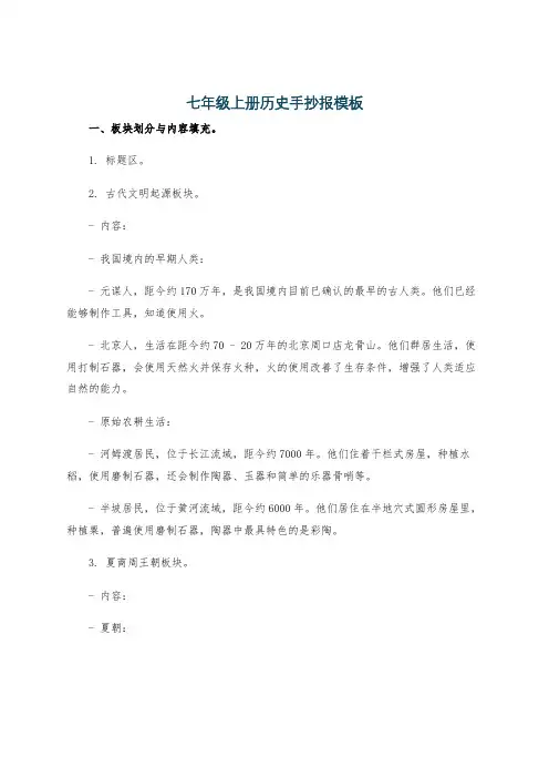 七年级上册历史手抄报模板