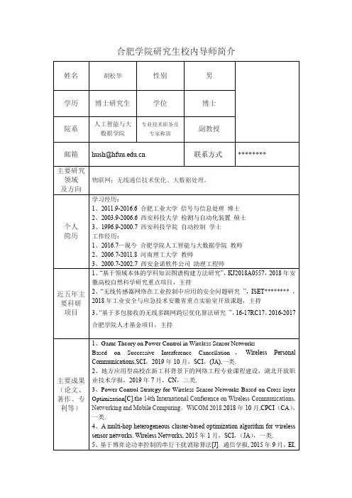 XX学院研究生校内导师简介【模板】