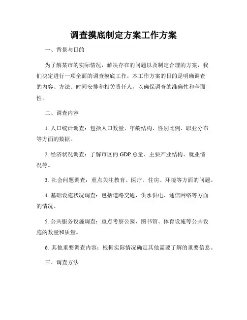 调查摸底制定方案工作方案