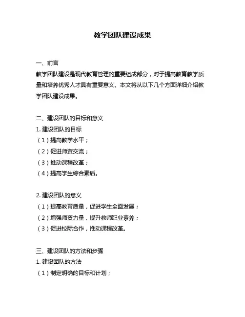 教学团队建设成果