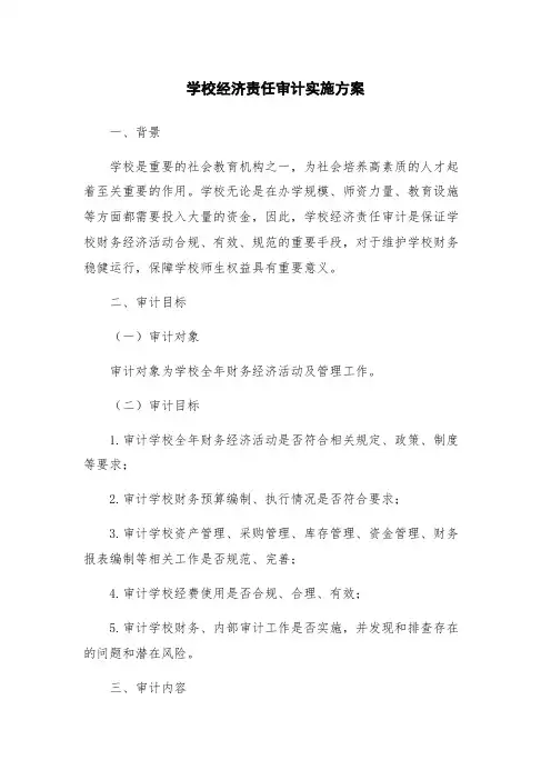 学校经济责任审计实施方案