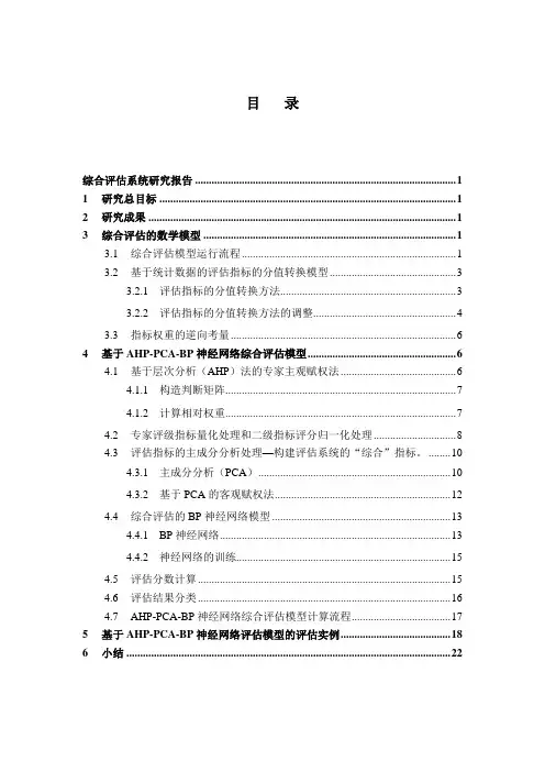 综合评价系统研究报告