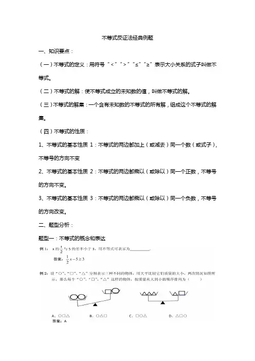 不等式反证法经典例题