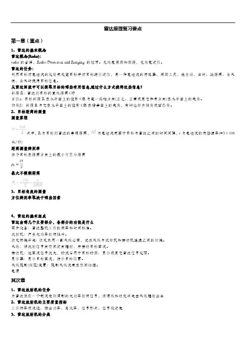 雷达原理复习总结