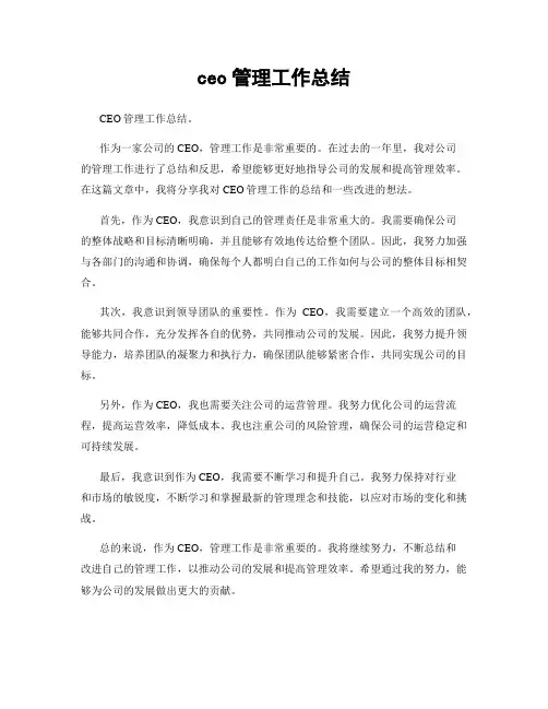 ceo管理工作总结