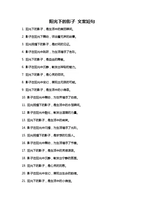 阳光下的影子 文案短句