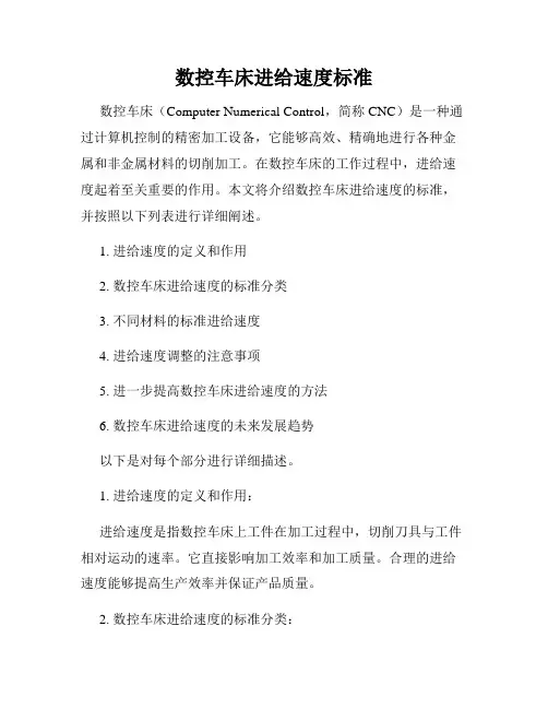 数控车床进给速度标准
