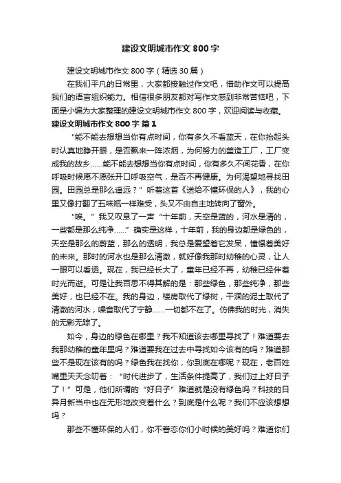 建设文明城市作文800字（精选30篇）