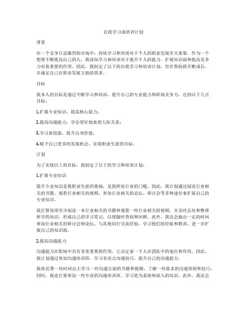 自我学习或培训计划