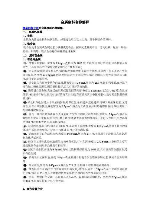 金属废料名称解释