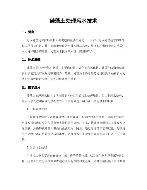 硅藻土处理污水技术