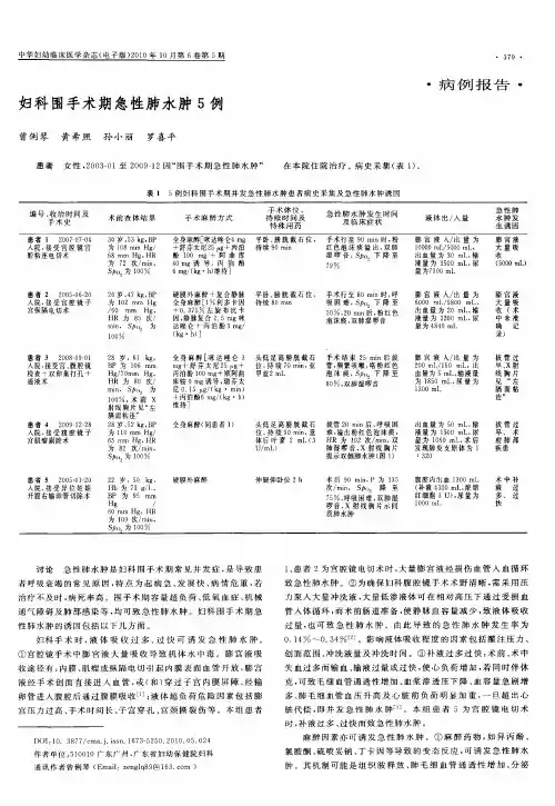 妇科围手术期急性肺水肿5例