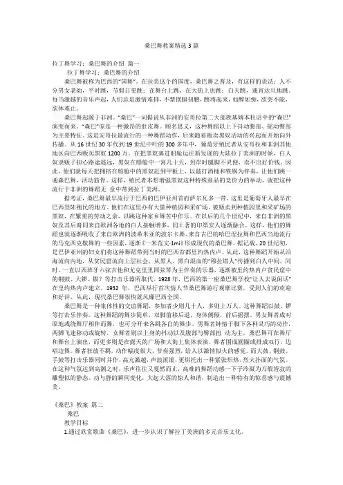 桑巴舞教案精选3篇