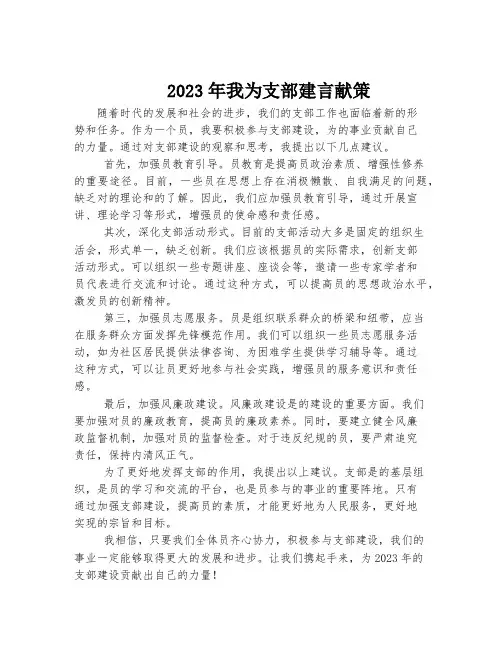 2023年我为支部建言献策简短