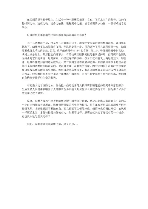 (青少年心灵成长直通车)启迪孩子智慧的动物故事_为了壮丽的飞翔
