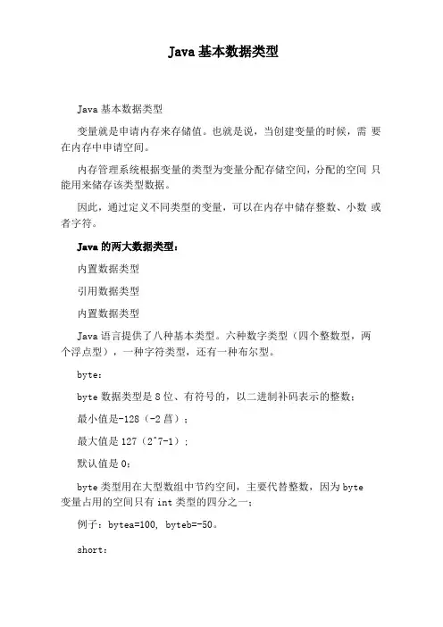 Java基本数据类型