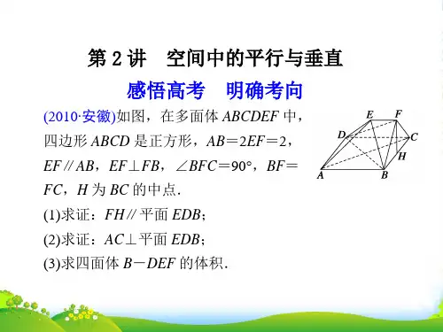 【步步高】江苏专用高考数学二轮复习 专题四第2讲空间中的平行与垂直课件 文 苏教版