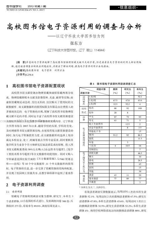 高校图书馆电子资源利用的调查与分析——以辽宁科技大学图书馆为例
