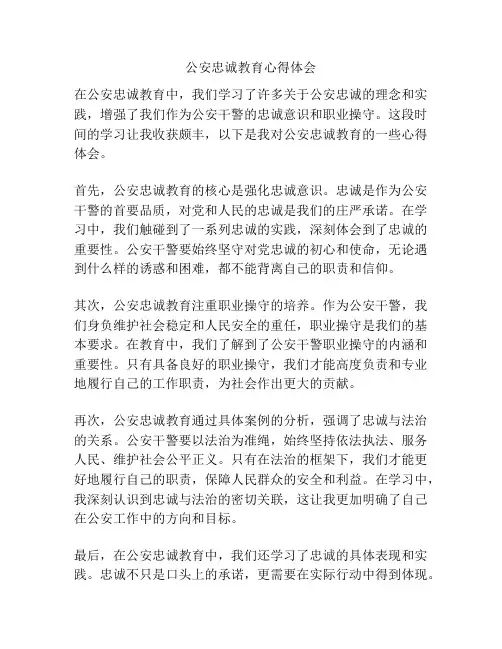 公安忠诚教育心得体会