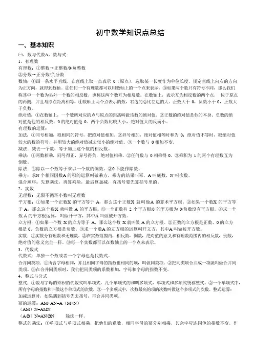 初中数学知识点总结完整版