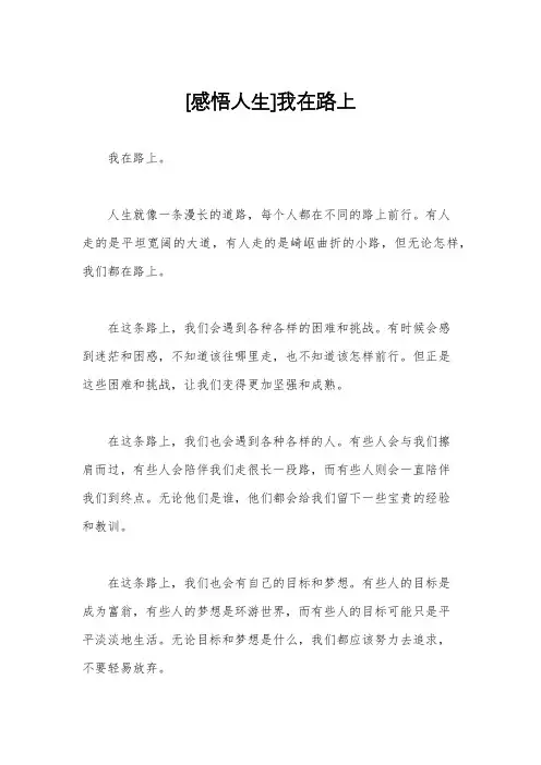 [感悟人生]我在路上