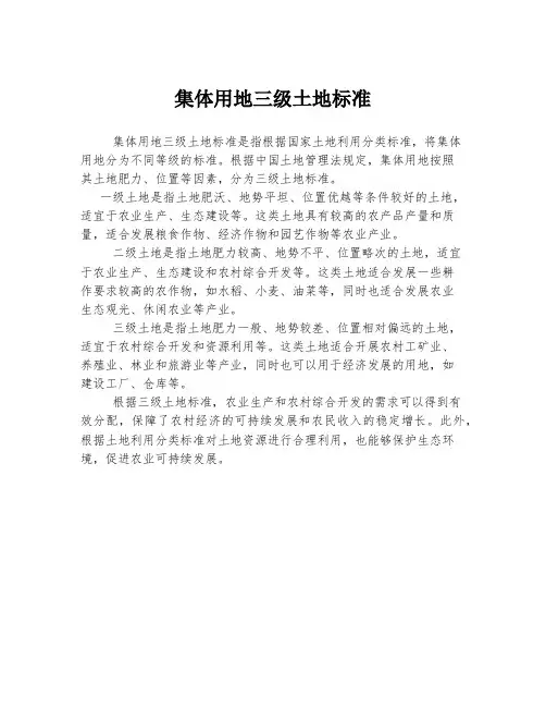 集体用地三级土地标准