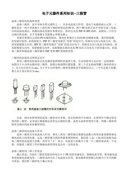 常用电子元器件系列知识培训——三极管篇