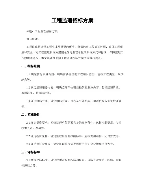 工程监理招标方案