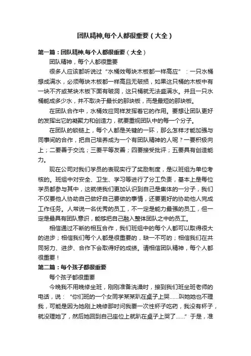 团队精神,每个人都很重要（大全）