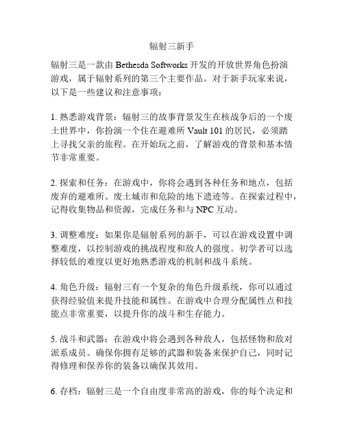 辐射三新手