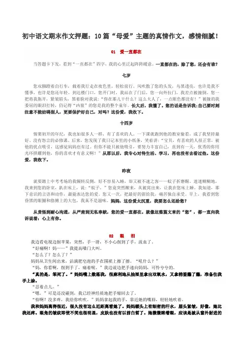 10篇“母爱”主题的真情作文,感情细腻!