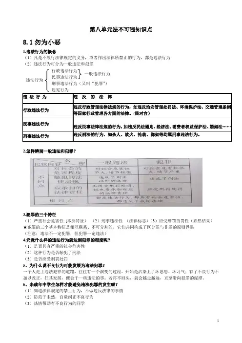 初一政治第八单元法不可违知识点