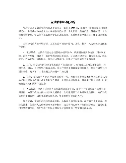 宝洁内部环境分析