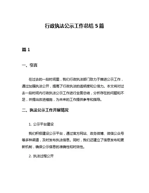 行政执法公示工作总结5篇