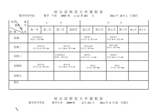 数学课表