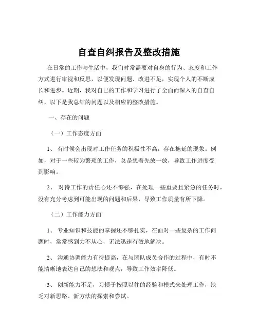 自查自纠报告及整改措施