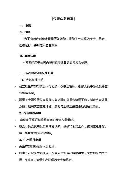 某公司仪表应急预案