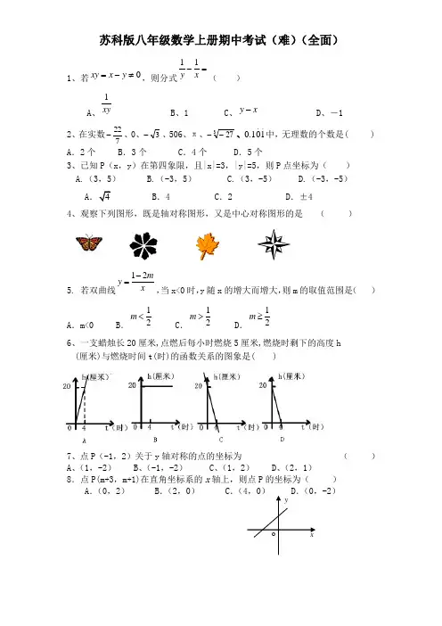 2014--2015年苏科版八年级数学上册期中考试题