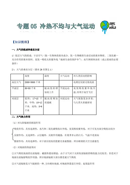 专题05 冷热不均与大气运动(解析版)-2022年高考地理一轮复习考点全面突破(自然地理)