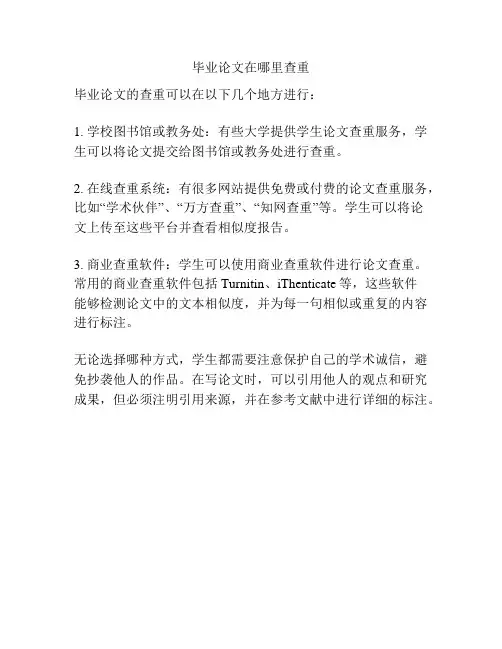 毕业论文在哪里查重
