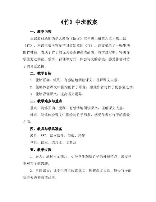《竹》中班教案