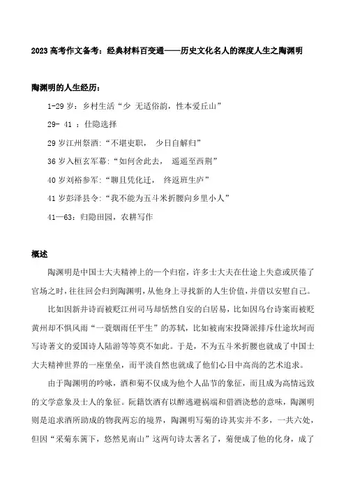 2023届高考作文备考-历史文化名人之陶渊明
