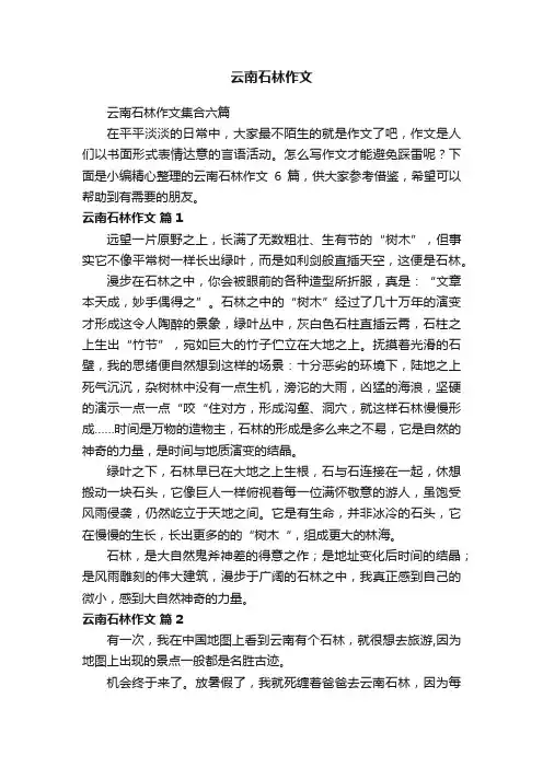 云南石林作文集合六篇