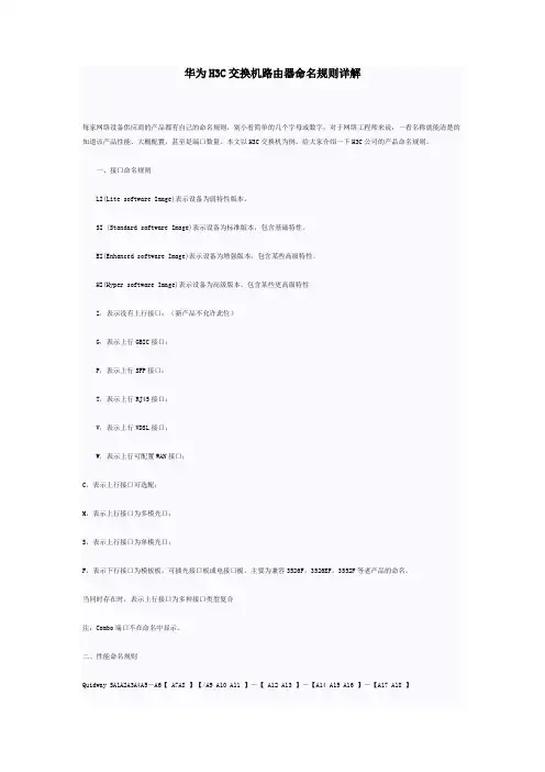 华为H3C交换机路由器命名规则详解