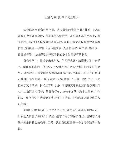 法律与我同行的作文五年级