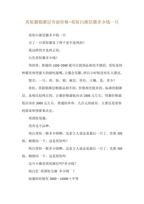 英短猫银渐层市面价格-英短白渐层猫多少钱一只