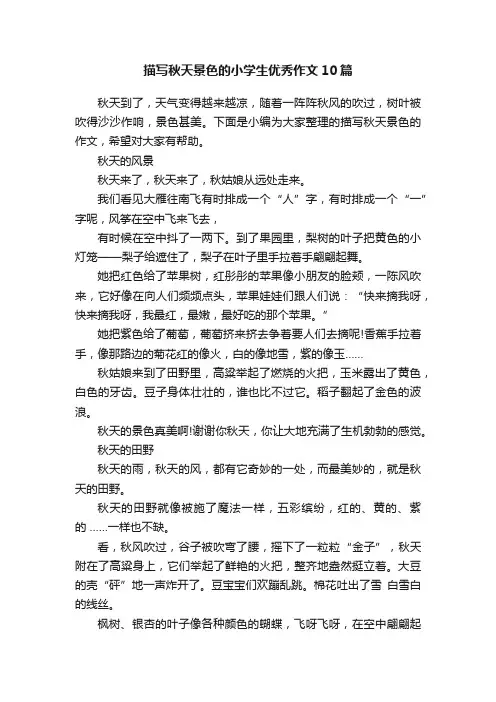 描写秋天景色的小学生优秀作文10篇