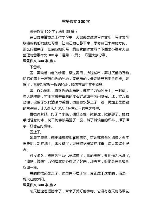 雪景作文300字（通用35篇）
