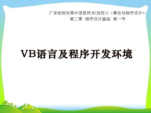 粤教版高中信息技术选修1《VB语言及程序开发环境》参考课件