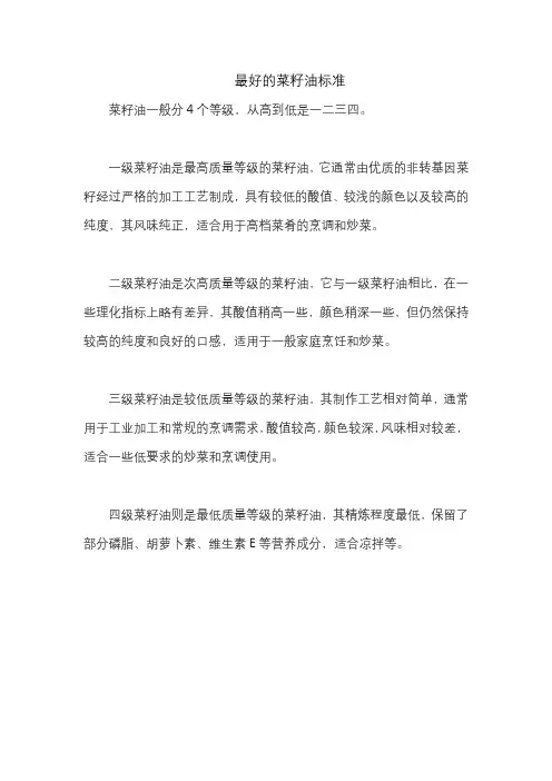 最好的菜籽油标准